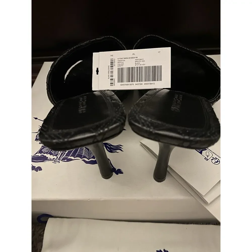 Burberry Quilted Leather Mule Blk NIB Sz 7 Authentic - Picture 6 of 10